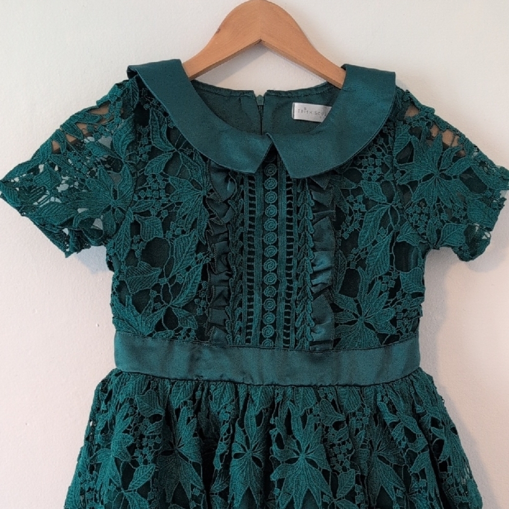 Elegant Green Lace Kids Dress - Picture 3 of 10